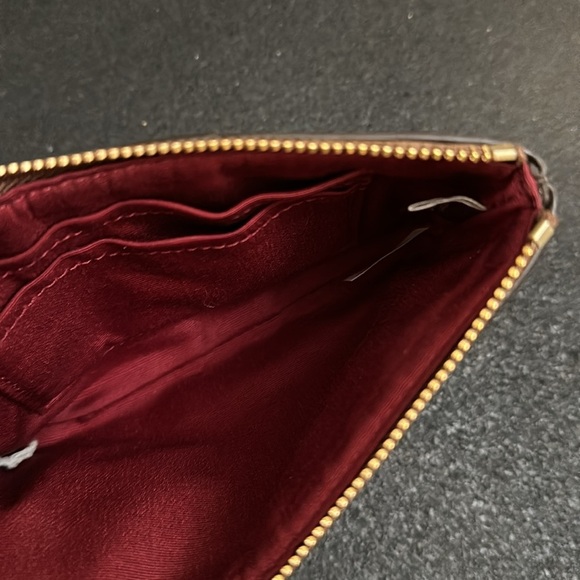 COACH corner zip wristlet monogram with burgundy stripe coated canvas - Picture 5 of 7